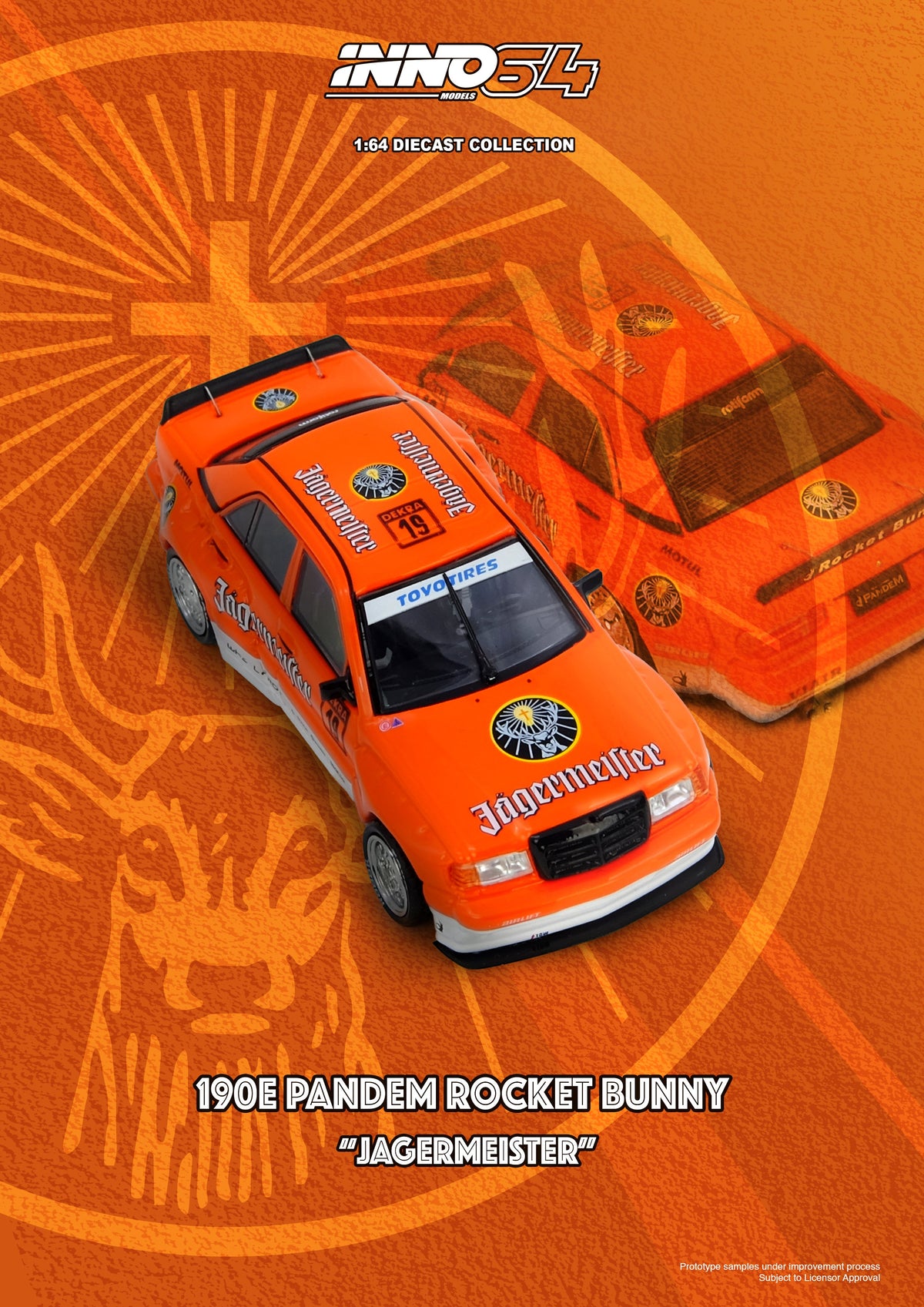 Inno64 1:64 Mercedes PANDEM ROCKET BUNNY 190E JAGERMEISTER IN64-190EP-JGMT
