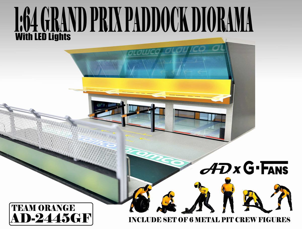 [Preorder] American Diorama 1:64 Grand Prix Paddock Diorama - Team Orange  AD-2445MJ