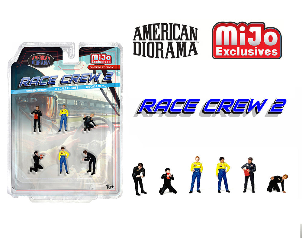 [Preorder] American Diorama 1:64 Figures Set Race Crew II – MiJo Exclusives – Limited Edition AD-2438MJ