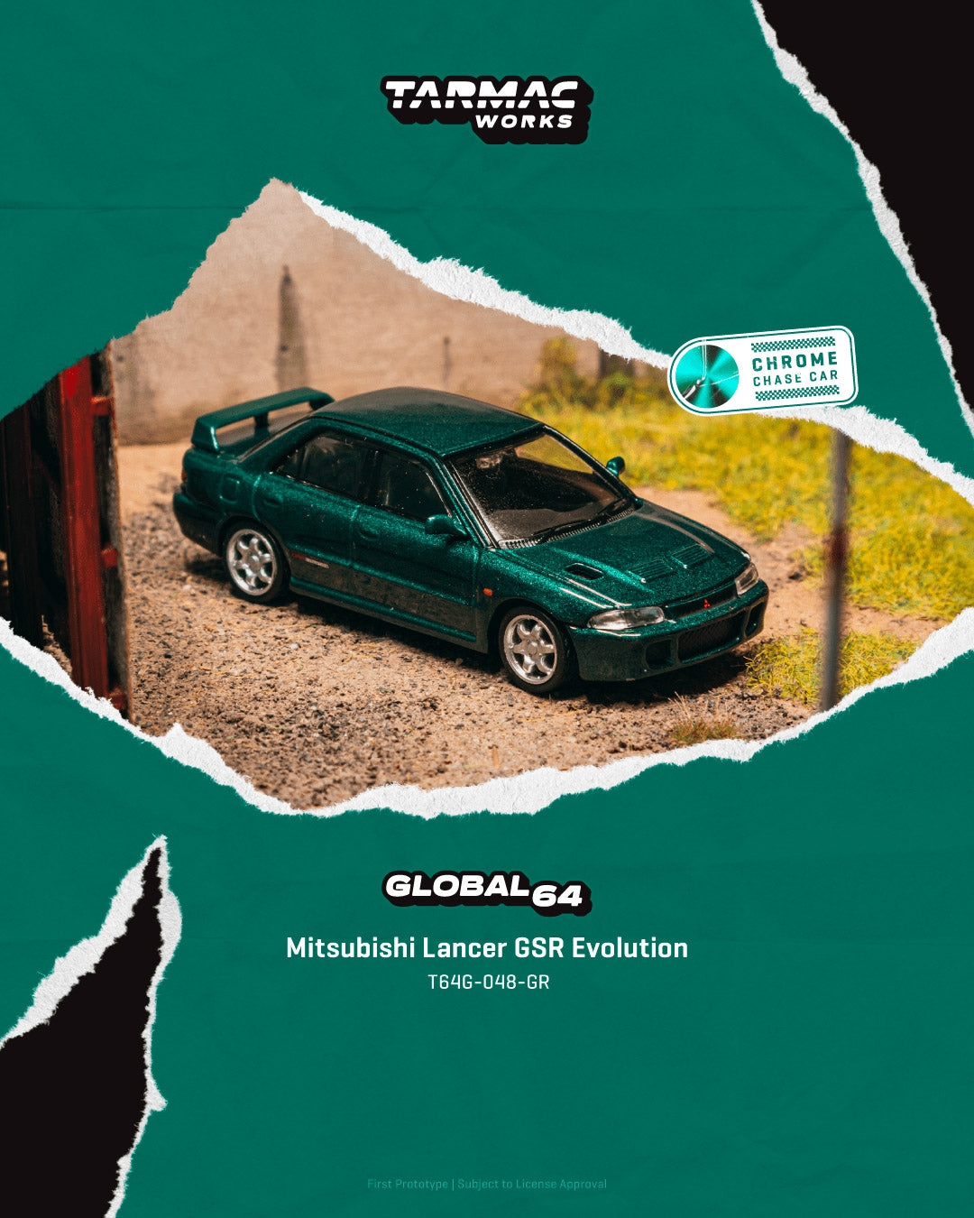 Tarmac Works 1:64 Mitsubishi Lancer GSR Evolution – Green Metallic – Global64 – MiJo Exclusives T64G-048-GR