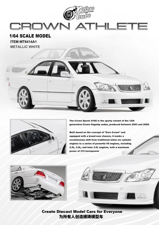 Microturbo 1:64 Custom Toyota Crown S184 - Metallic White MT6414A1