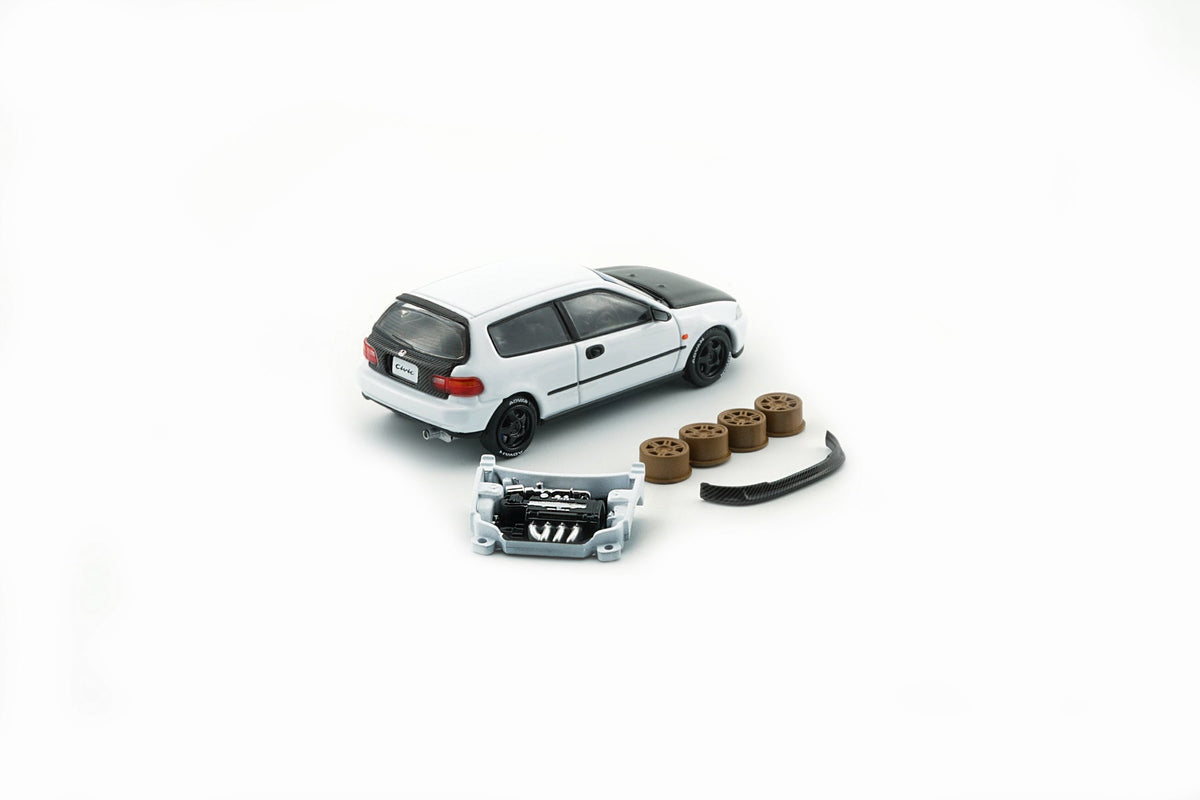 BM Creations 1:64 HONDA EG6 - White Carbon Bonnet (RHD) -PDE25 64B0484