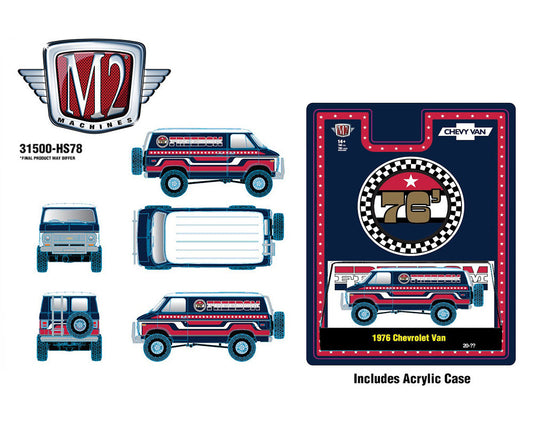 M2 Machines 1:64 1976 Chevrolet Van “FREEDOM EDITION” – Red- Hobby Exclusive 31500-HS78