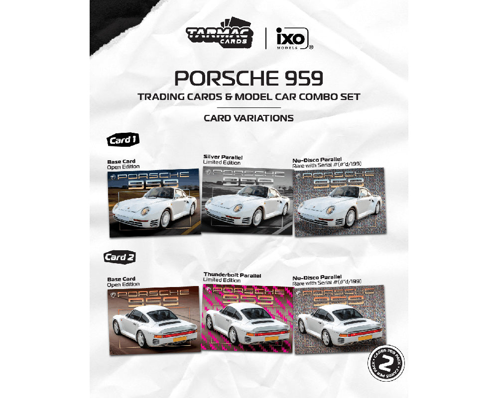 [Preorder] Tarmac Works 1:64 Porsche 959 White Model Car + Trading Cards Combo Set – White – Global64 T64G-068-WH-B