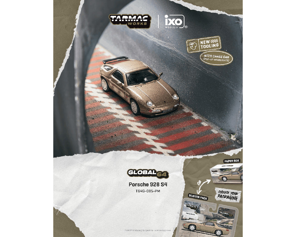 [Preorder] Tarmac Works 1:64 Porsche 928 S4 – Platinum Metallic- Global64 T64G-085-PM-B