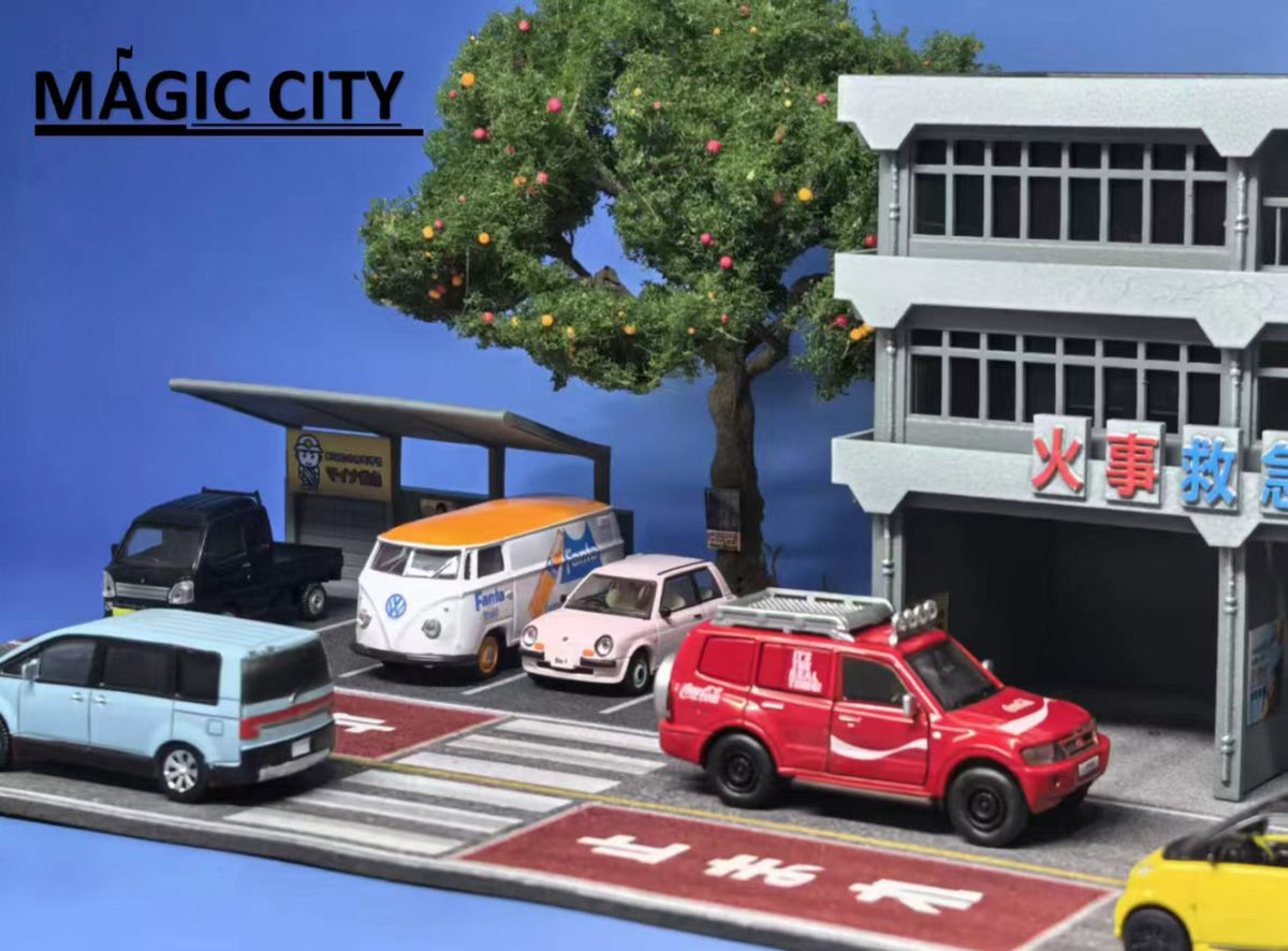 Magic City 1:64 Japanese Fire and Rescue Team and Parking Lot Scene 110083