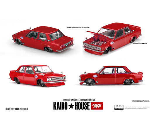 Kaido House x Mini GT 1:64 Datsun 510 Street Nismo V3 – Red KHMG229