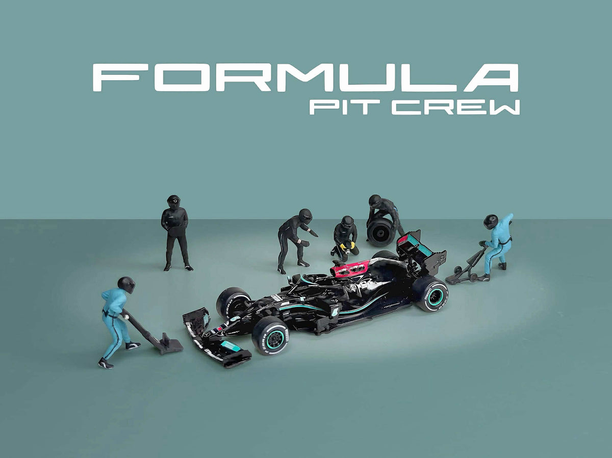 American Diorama 1:64 Formula Pit Crew Figures - Team Black AD-2444MJ