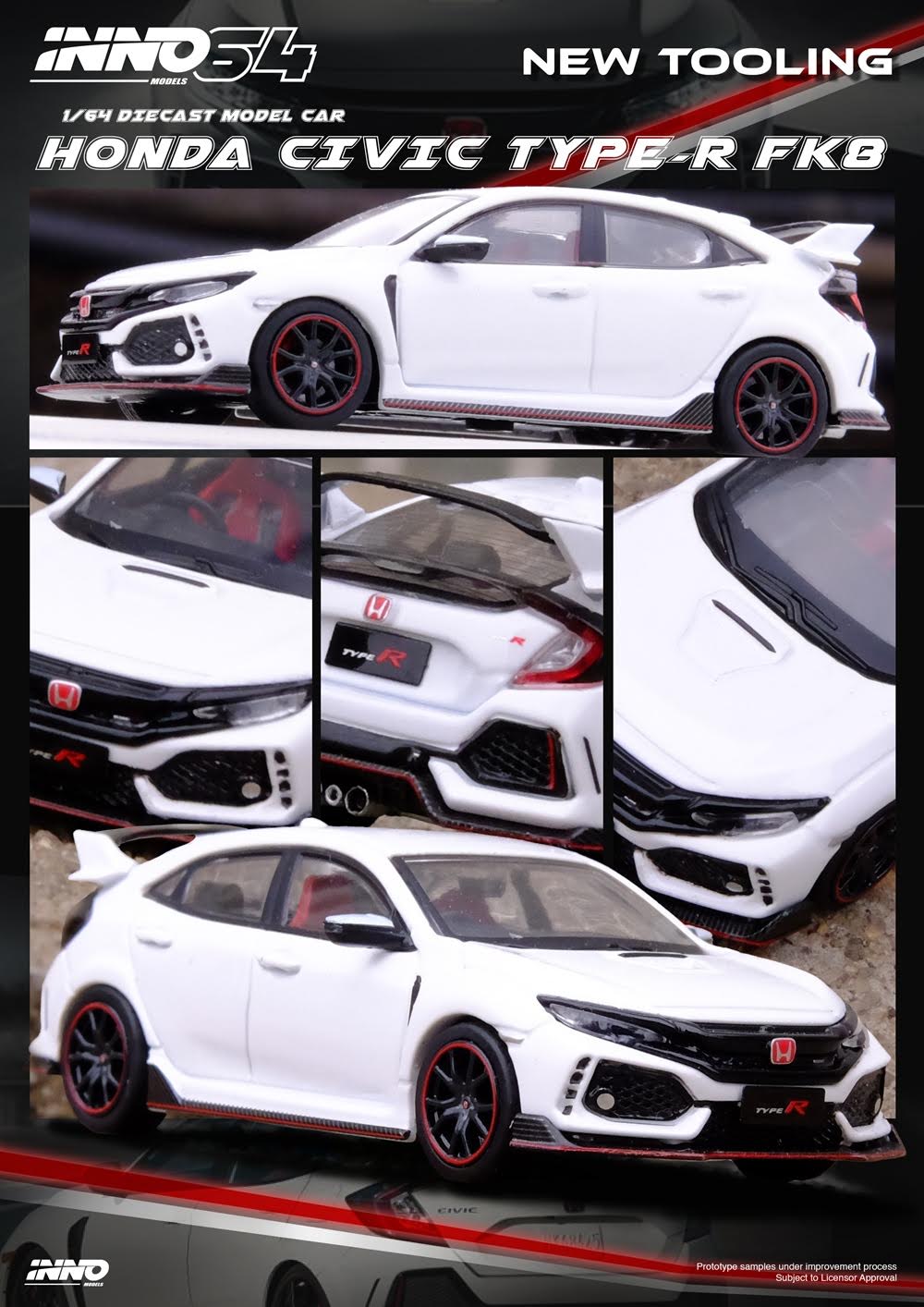 Inno64 1:64 HONDA CIVIC TYPE-R (FK8) White IN64-FK8-WHI