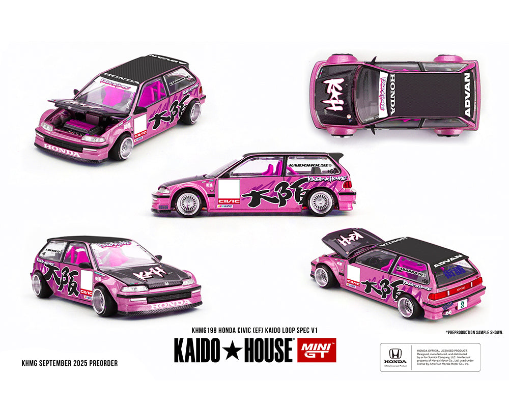 [Preorder] Kaido House x Mini GT 1:64 Honda Civic (EF) Kaido Loop Spec V1 – Pink KHMG198