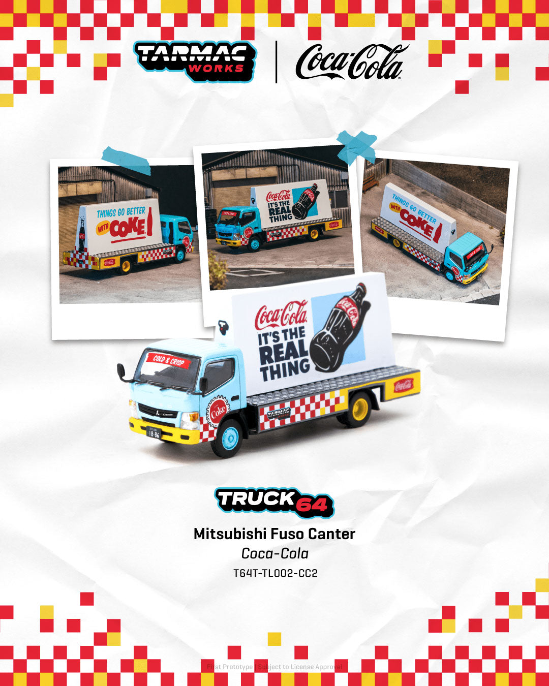 Tarmac Works 1:64 Mitsubishi Fuso Canter -Advertisement Truck COCA-COLA T64T-TL002-CC2