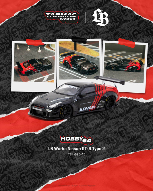 [Preorder] Tarmac Works 1:64 LB Works Nissan GT-R Type 2 Advan T64-090-AD