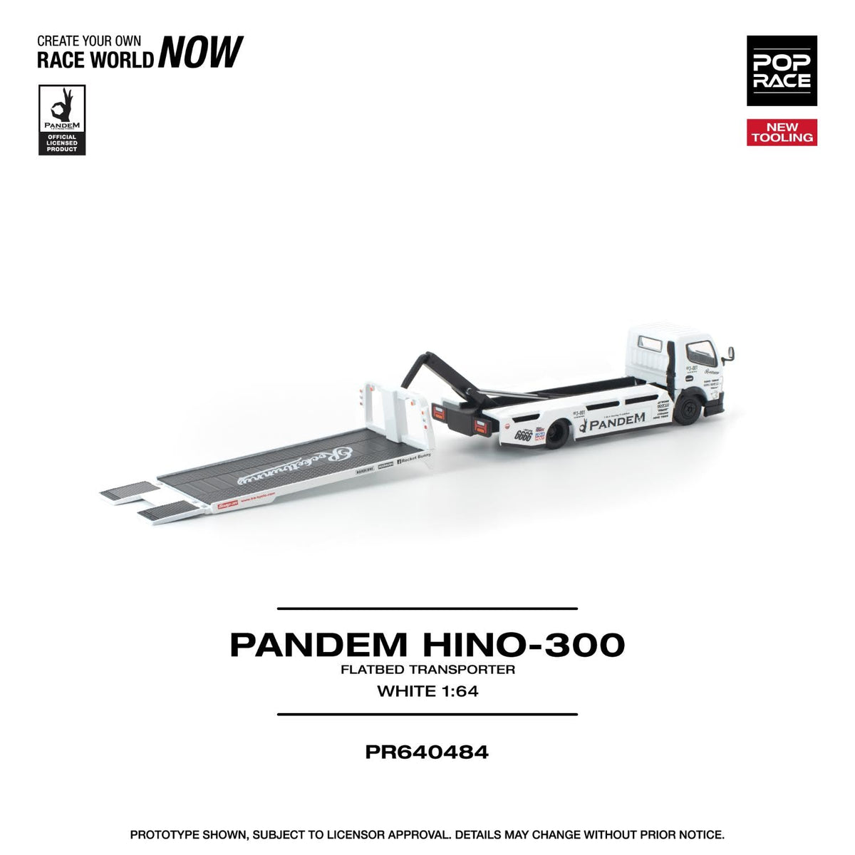[Preorder] POPRACE 1:64 FUSO 300 FLATBED TRANSPORTER WHITE PR640484