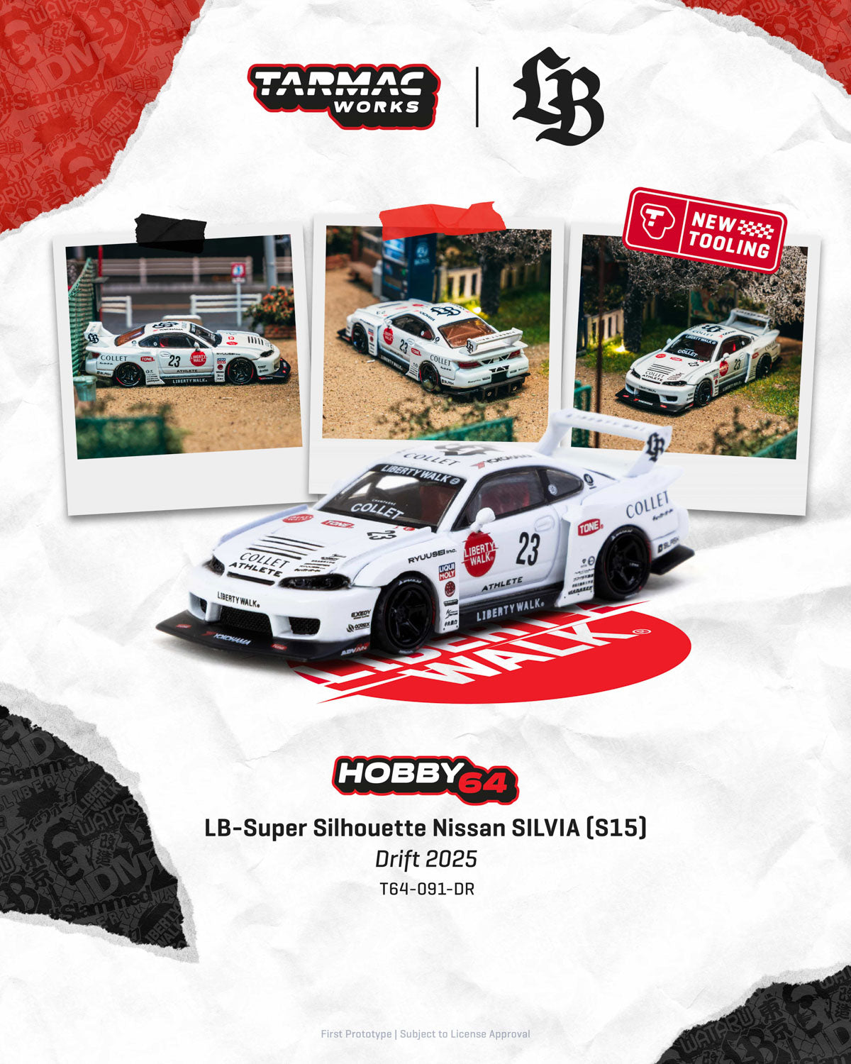 [Preorder] Tarmac Works 1:64 LB-Super Silhouette Nissan SILVIA (S15) Drift 2025 T64-091-DR