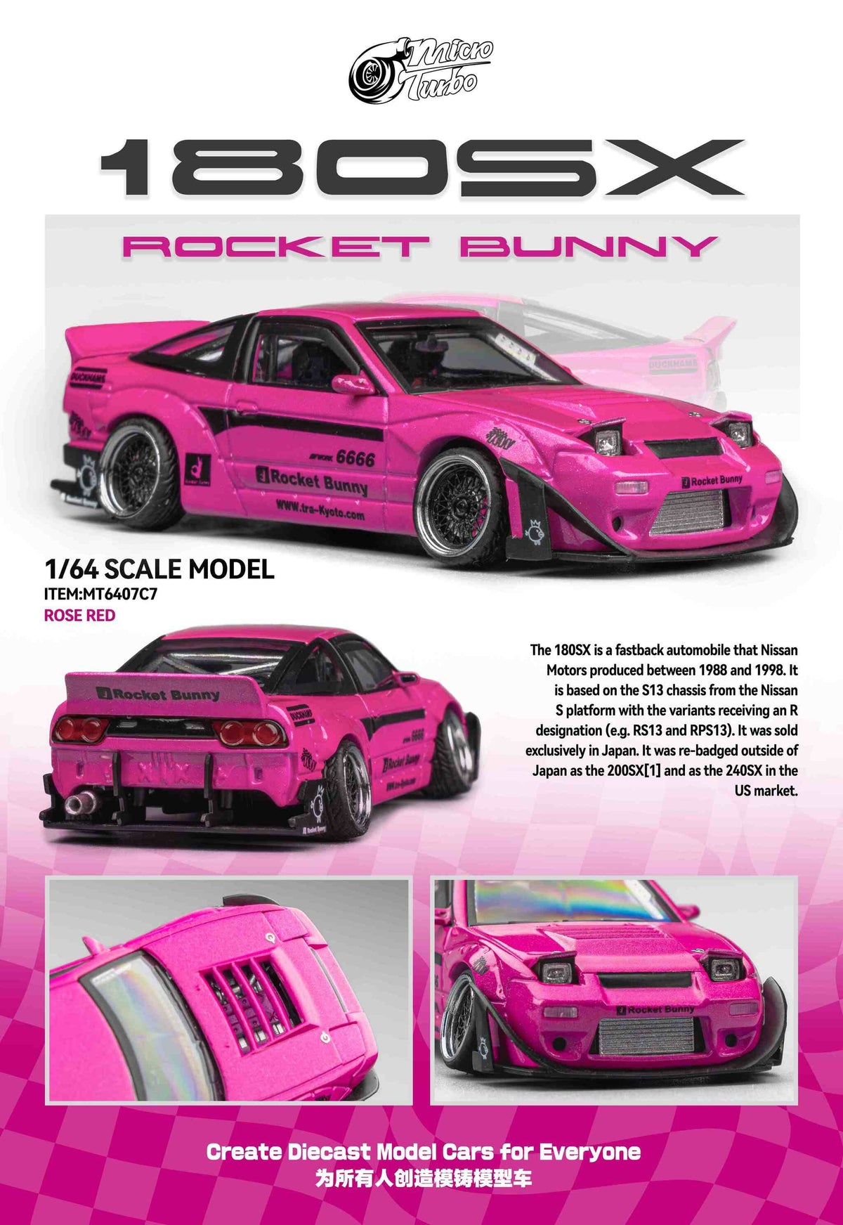 Microturbo 1:64 Custom 180SX RB Magenta MT6407C7
