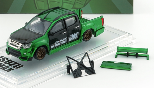 BM Creations 1:64 Isuzu D-Max 2018 - Low Rider Metalic Green -RHD TMCS2025 64B0466