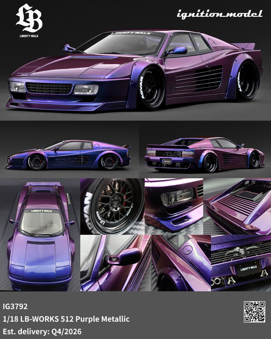 Ignition Model 1:18 LB-WORKS Ferrari 512 Purple Metallic IG3792