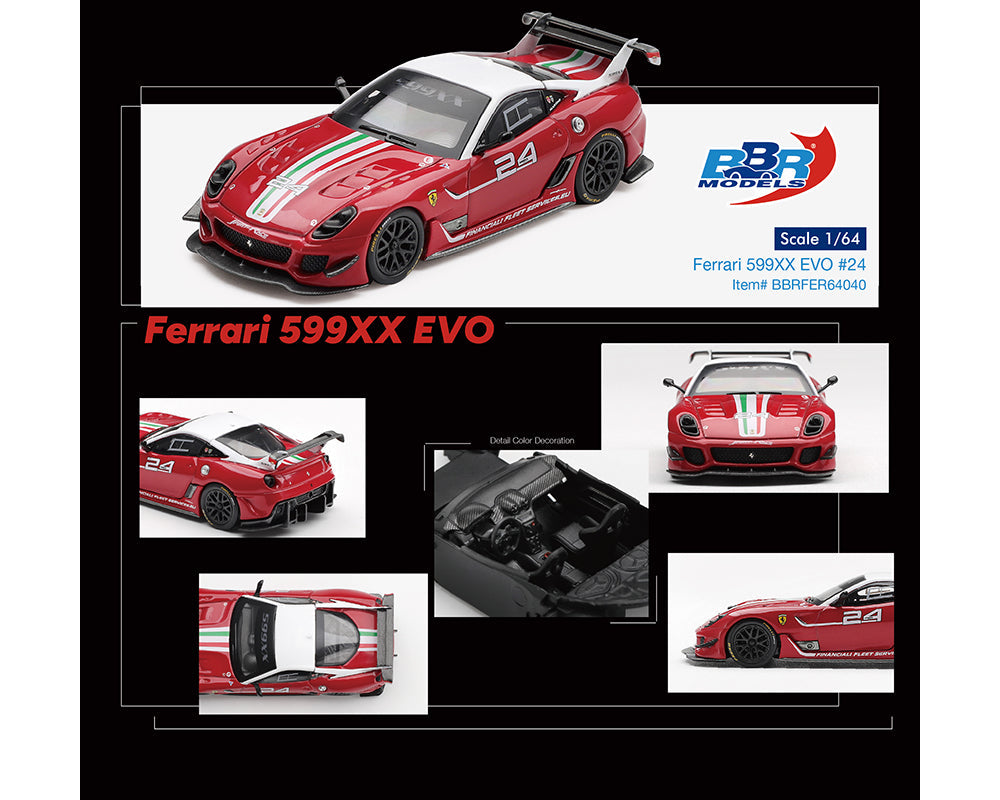 [Preorder] BBR Models 1:64 BBR Models 1:64 Ferrari 599XX EVO #24 – Red – Limited Edition BBRFER64040