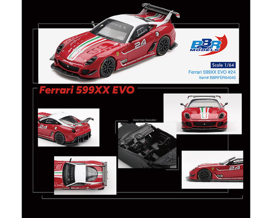 [Preorder] BBR Models 1:64 BBR Models 1:64 Ferrari 599XX EVO #24 – Red – Limited Edition BBRFER64040