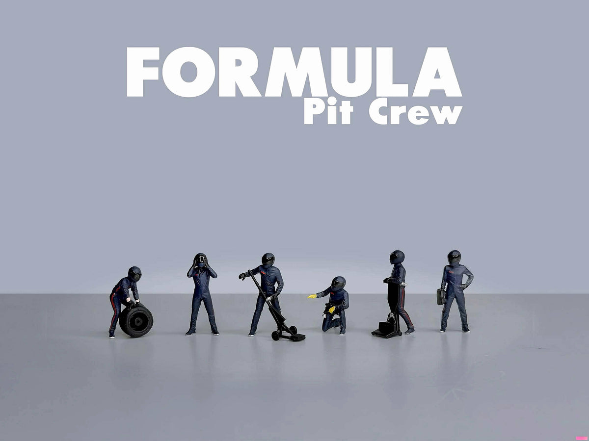 American Diorama 1:64 Formula Pit Crew Figures - Team Blue AD-2442MJ