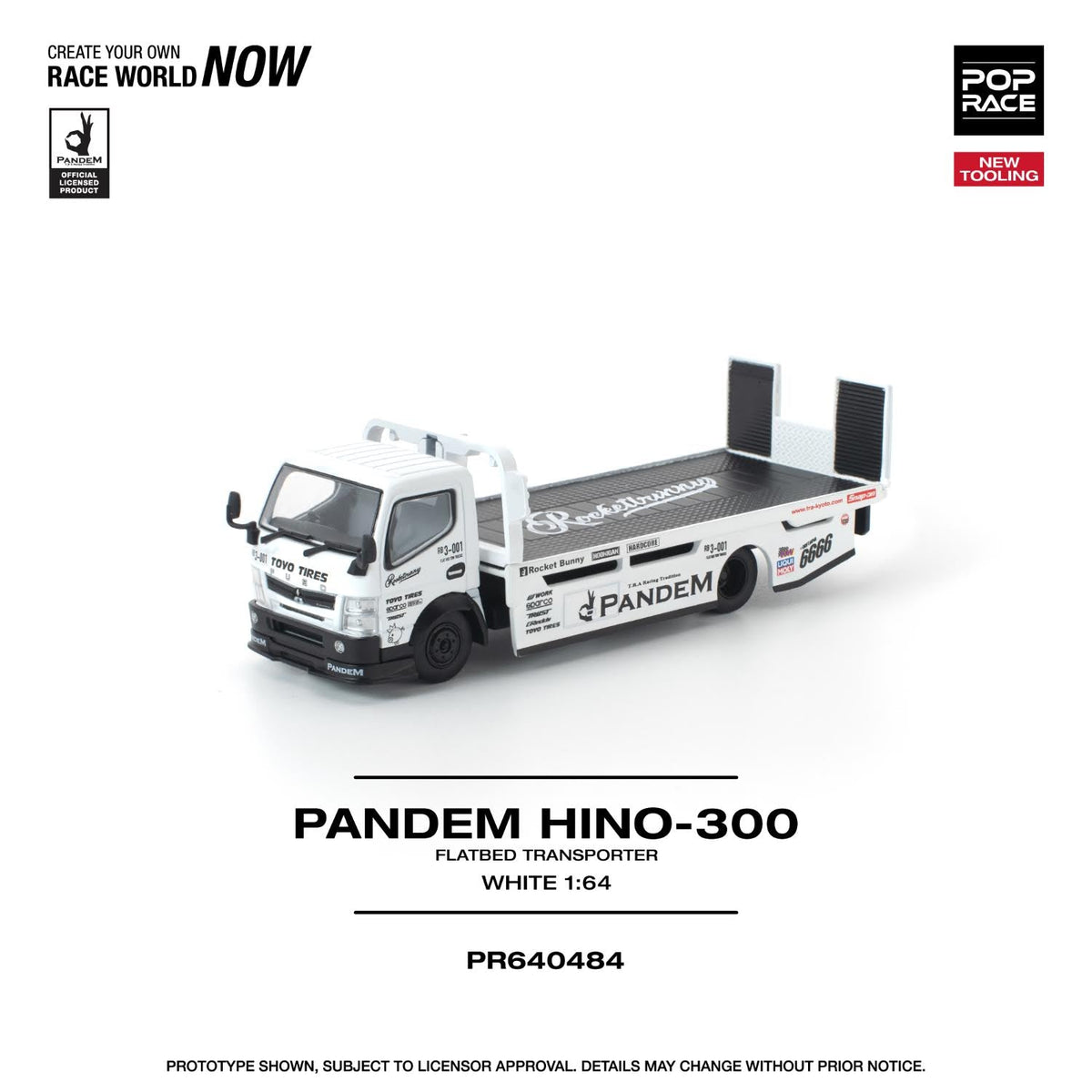 [Preorder] POPRACE 1:64 FUSO 300 FLATBED TRANSPORTER WHITE PR640484