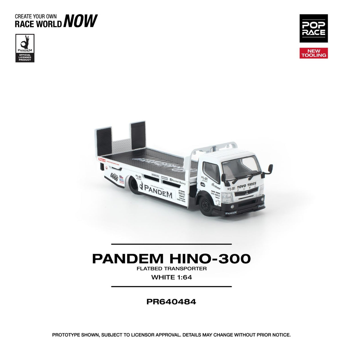 [Preorder] POPRACE 1:64 FUSO 300 FLATBED TRANSPORTER WHITE PR640484