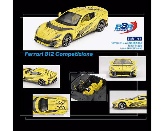 BBR Model 1:64 Ferrari 812 Competizione Tailor Made – Matte Yellow – Limited Edition BBRFER64032
