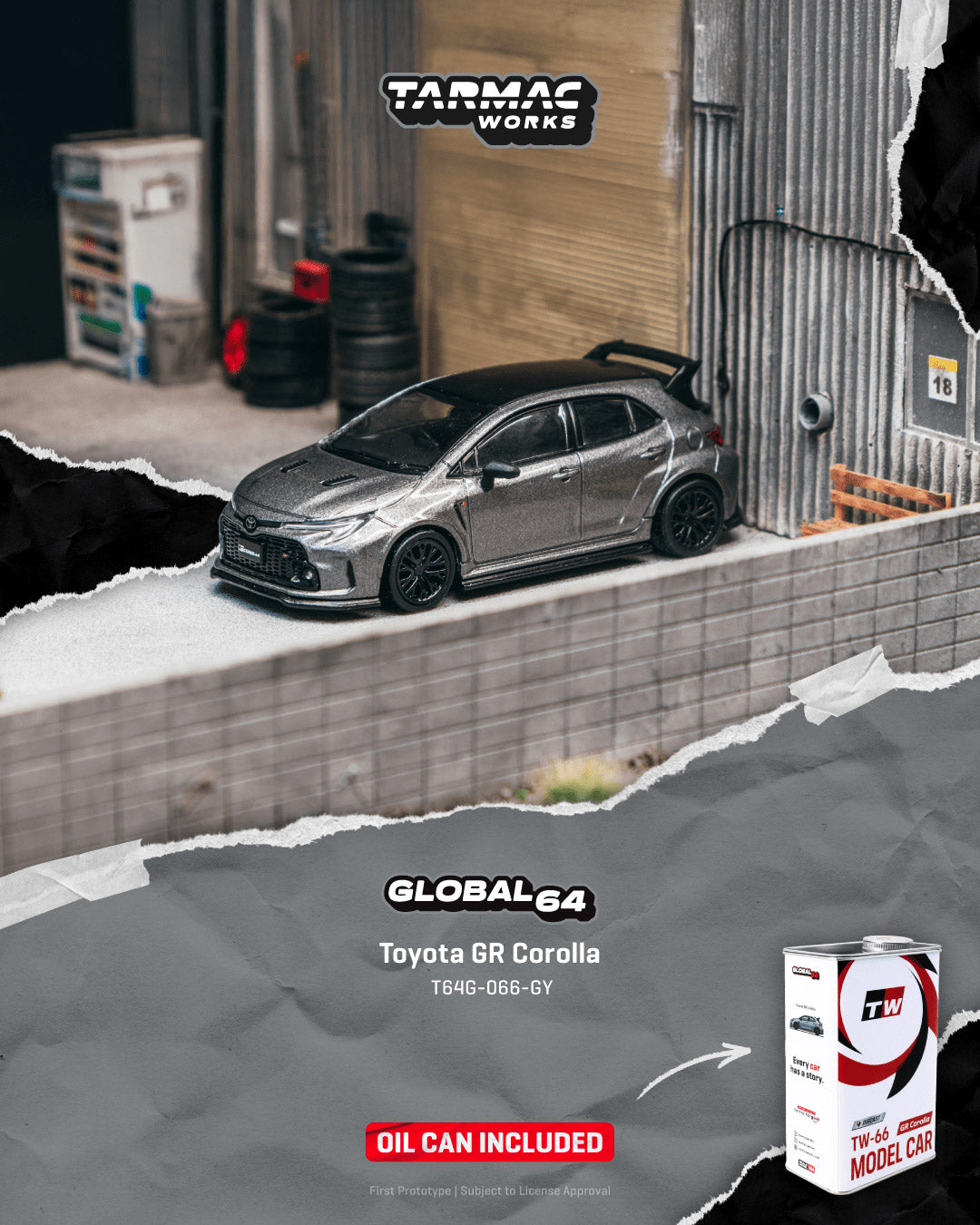 [Preorder] Tarmac Works 1:64 Toyota GR Corolla Grey T64G-066-GY