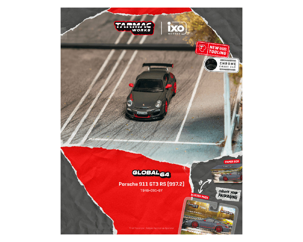 [Preorder] Tarmac Works 1:64 Porsche 911 GT3 RS (997.2) – Grey – IXO models T64G-091-GY-B
