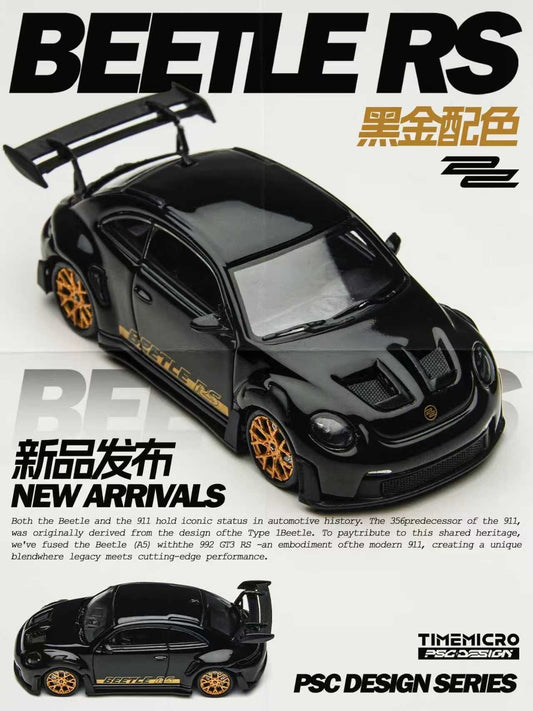 TimeMicro X PSC DESIGN 1:64 volkswagen beetle RS Black and Gold TM647903