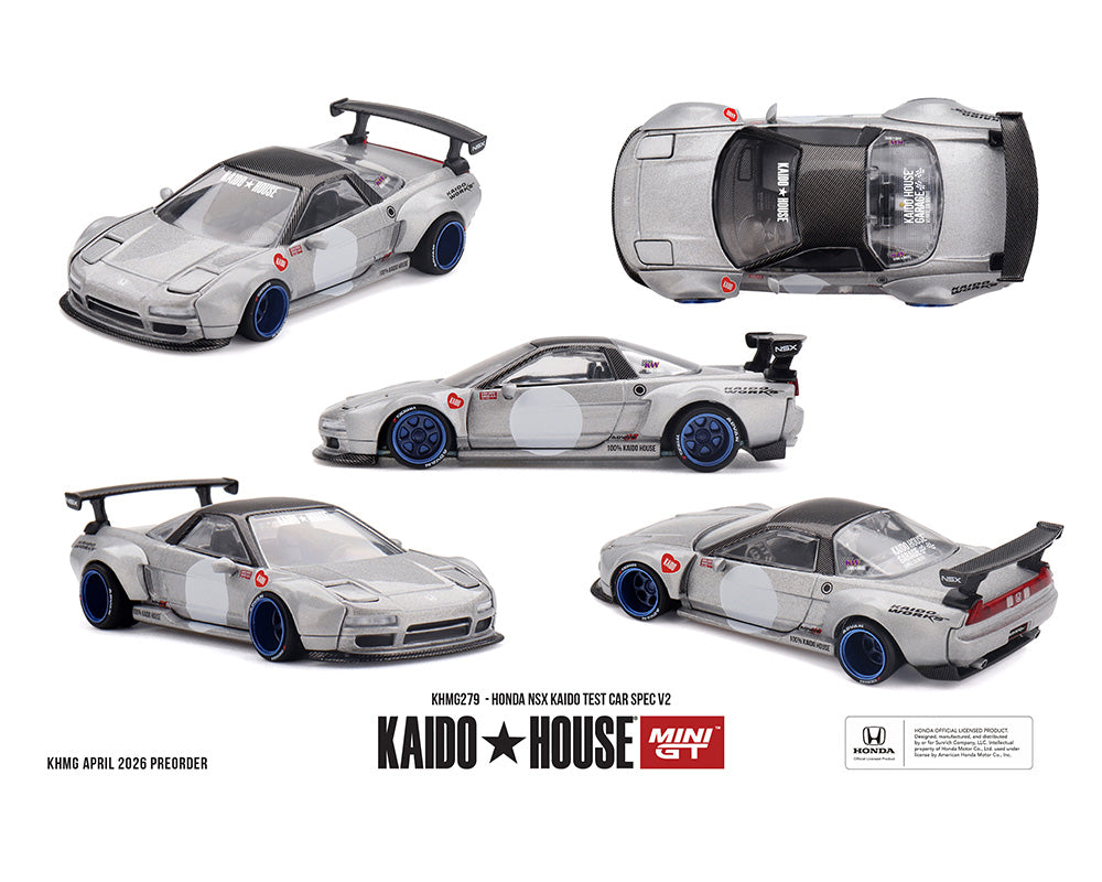 [Preorder] Kaido House x Mini GT Honda NSX Kaido Test Car Spec V2 – Silver w/ Carbon KHMG279