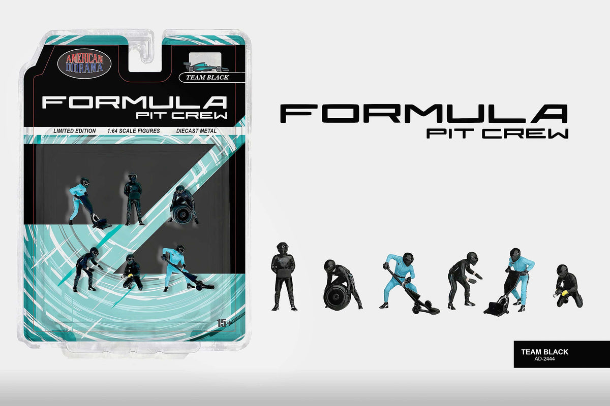American Diorama 1:64 Formula Pit Crew Figures - Team Black AD-2444MJ