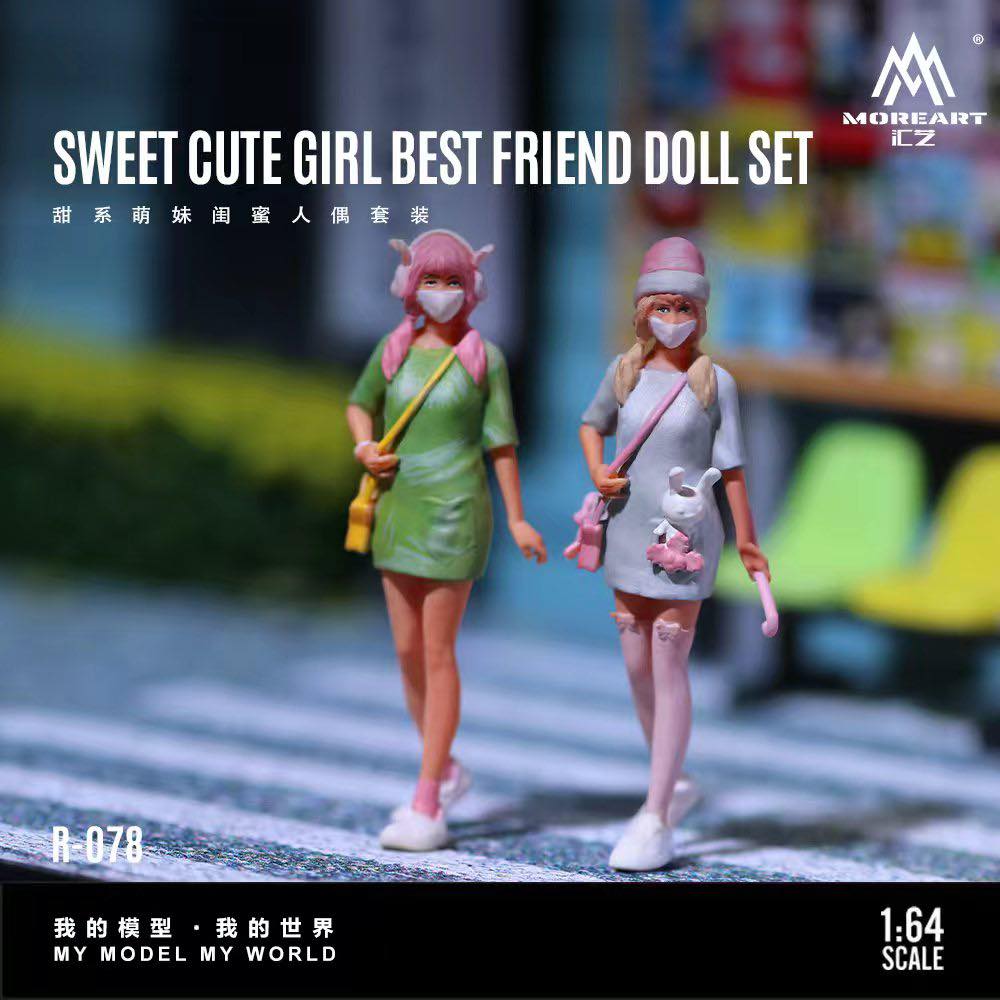 MoreArt 1:64 Sweet Cute Girls Best Friend Doll Set Figures (Set of 2) MO223078