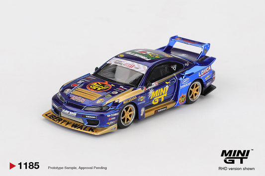Mini GT 1:64 Nissan LB-Super Silhouette S15 SILVIA #555 Team MINI GT Liberty Walk 2025 Formula Drift Halloween Special MGT01185-BL