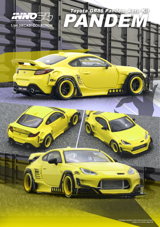 Inno64 1:64 TOYOTA GR86 "PANDEM" Yellow IN64-GR86P-YL
