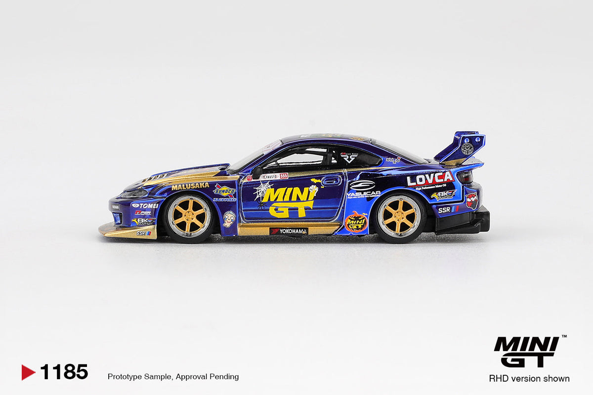 Mini GT 1:64 Nissan LB-Super Silhouette S15 SILVIA #555 Team MINI GT Liberty Walk 2025 Formula Drift Halloween Special MGT01185-BL