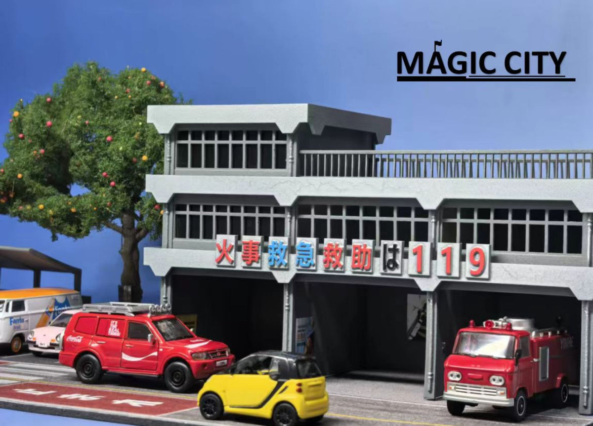 Magic City 1:64 Japanese Fire and Rescue Team and Parking Lot Scene 110083