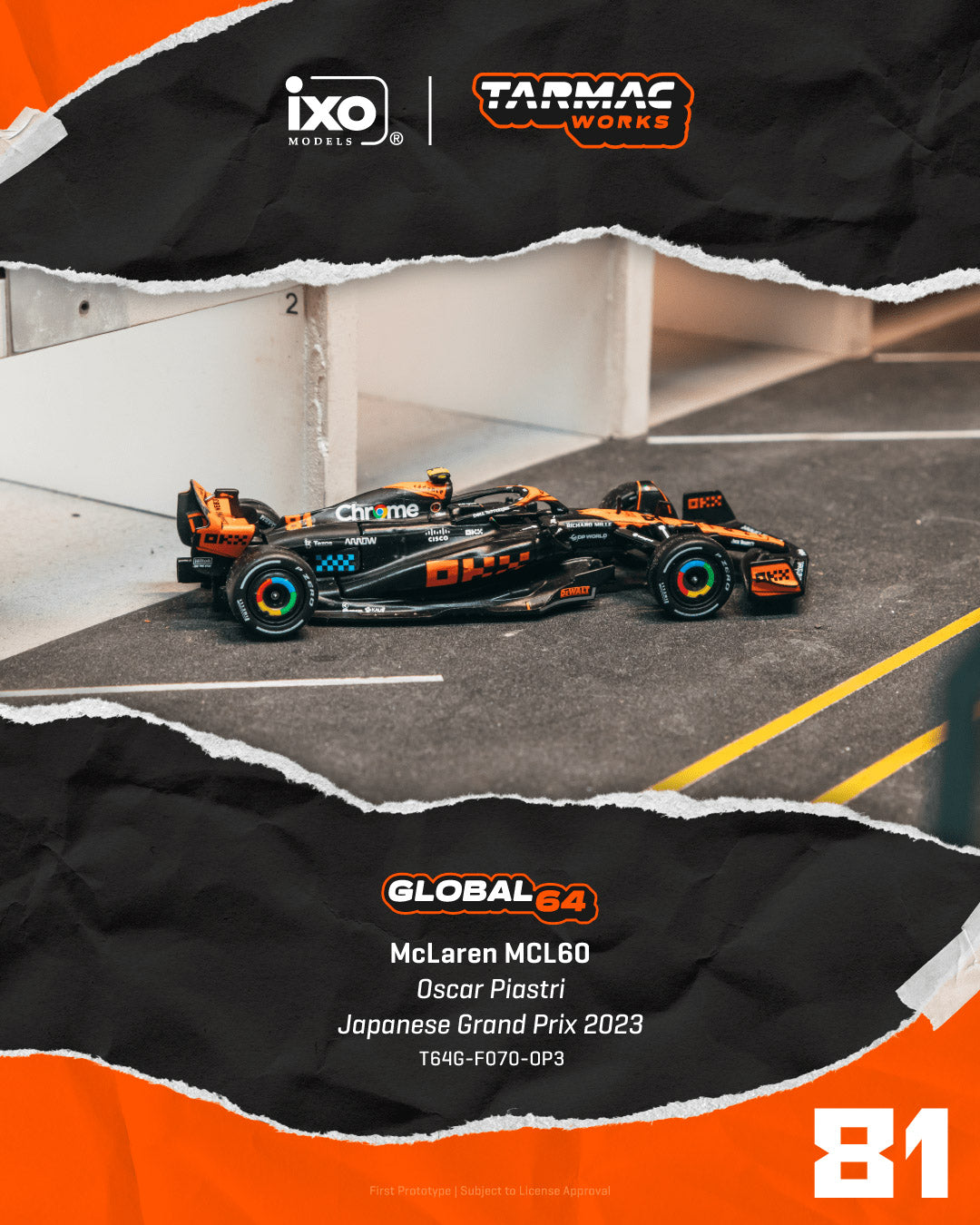 [Preorder] Tarmac Works 1:64 McLaren MCL60 Japanese Grand Prix 2023 Oscar Piastri T64G-F070-OP3