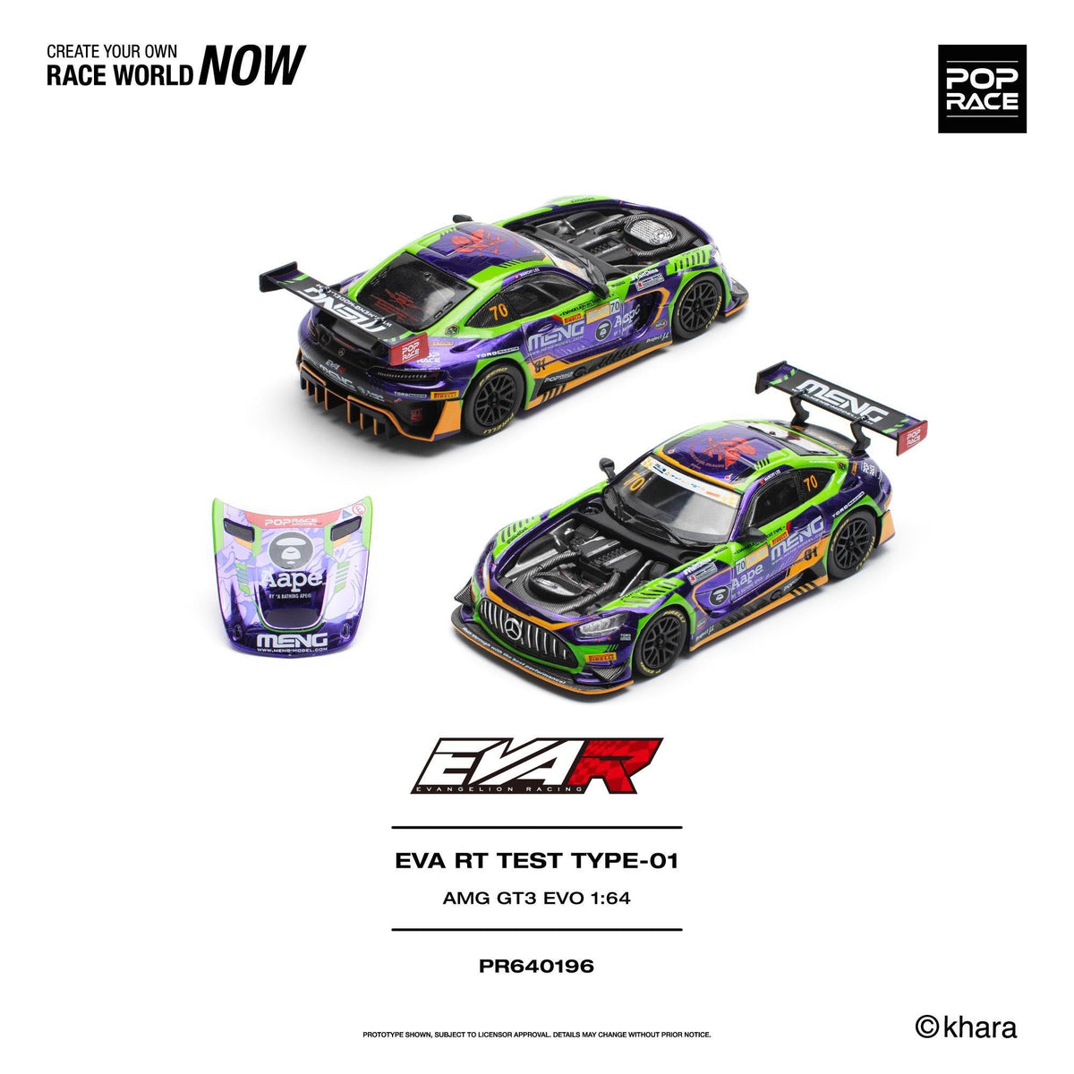 [Preorder] POPRACE 1:64 EVA RT TEST TYPE-01 AMG GT3 EVO - MACAU GP 2023 PR640196